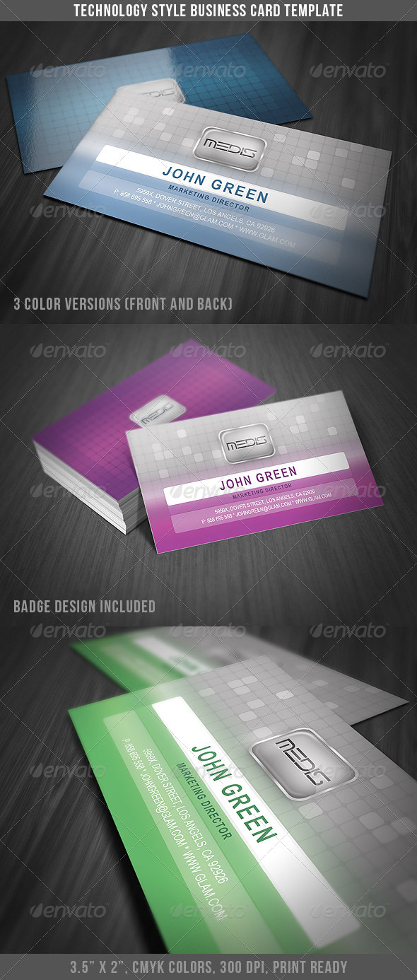 Technology Style Business Card - Business Cards Print Templates