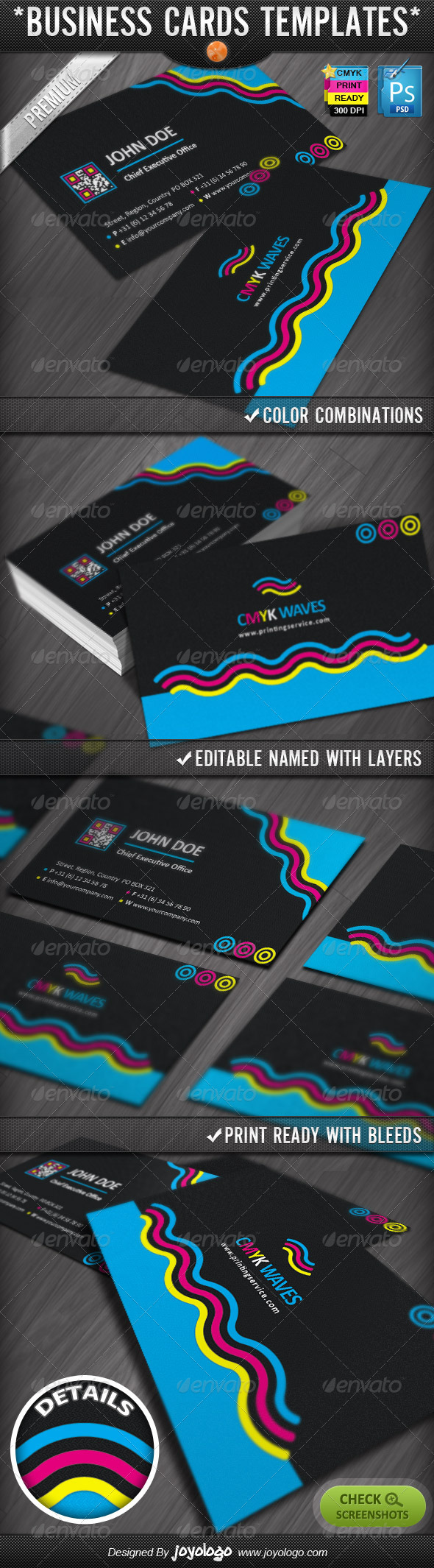 CMYK Colors Print Company Business Cards Design