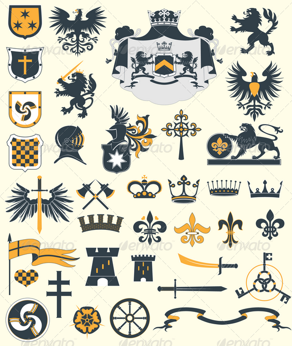 Heraldic Design Elements - Decorative Symbols Decorative