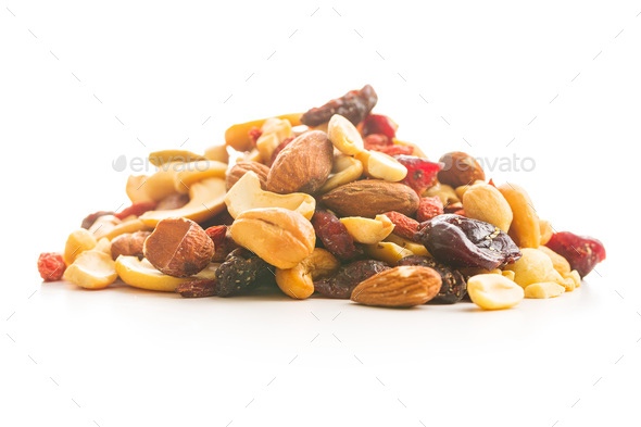 Mix of various nuts and raisins. - Stock Photo - Images