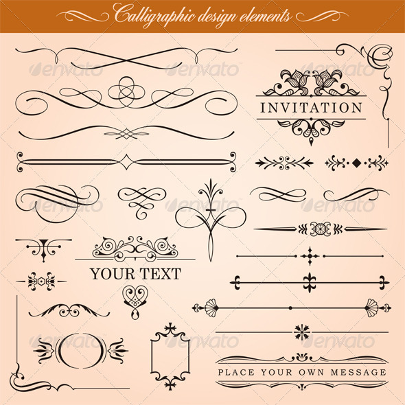 Calligraphic Design Elements - Borders Decorative