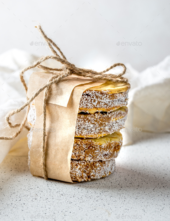 Latin American Peruvian Chilean Argentine Peruvian sweet Alfajores cookies whith manja - Stock Photo - Images
