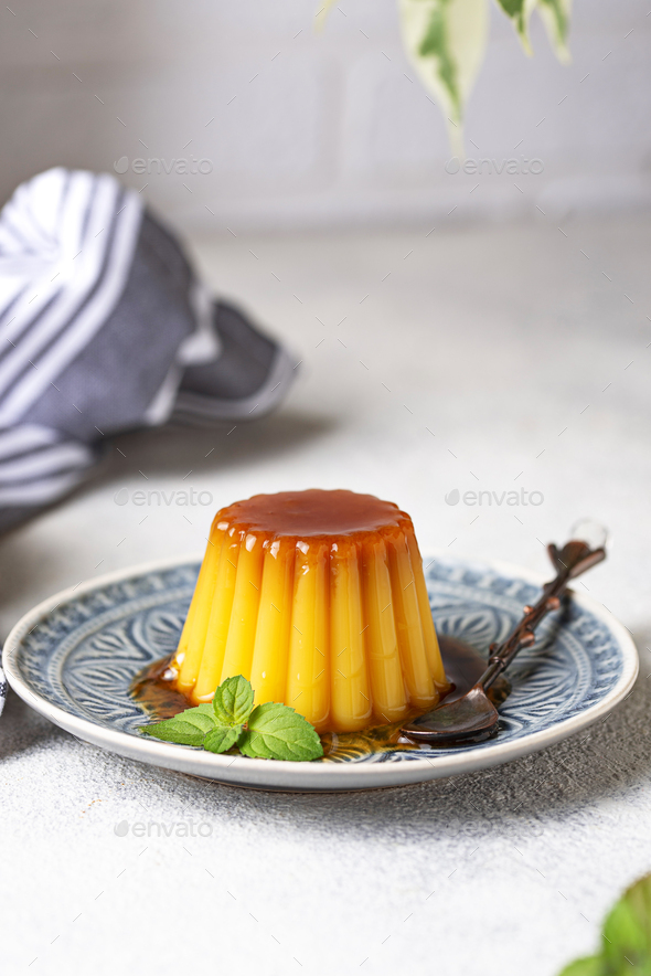 Flan or creme caramel dessert - Stock Photo - Images