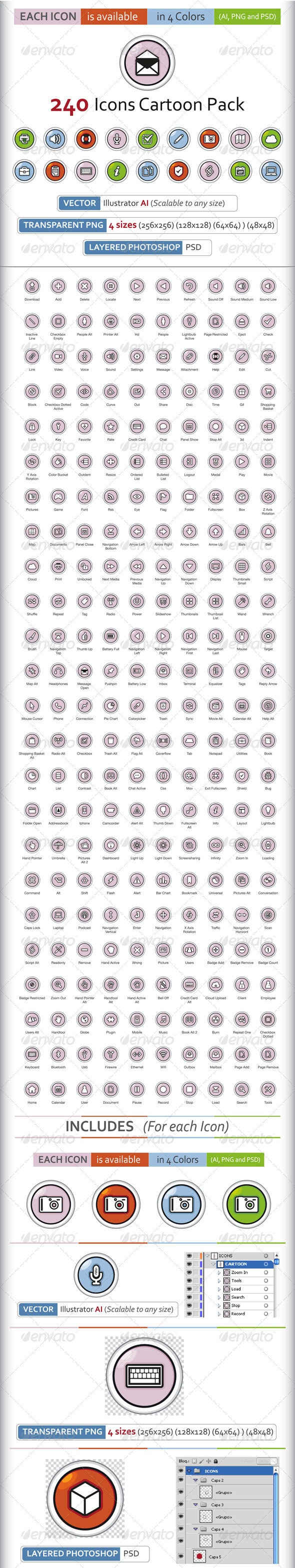 240 Icons Cartoon Pack