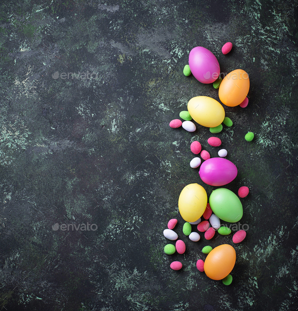 Colorful Easter eggs. Festive background - Stock Photo - Images