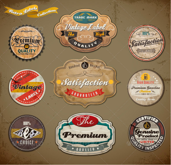 Retro Styled Old Papers Label Collection