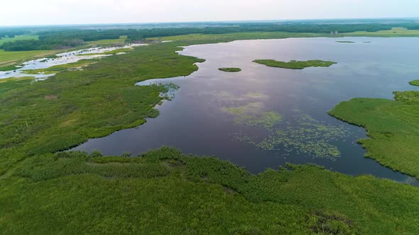 Aerial Cinematic Drone View of Huge Lake