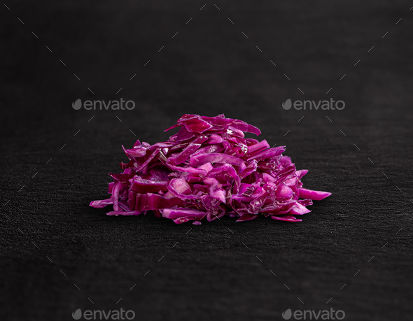 Shredded raw red cabbage - Stock Photo - Images