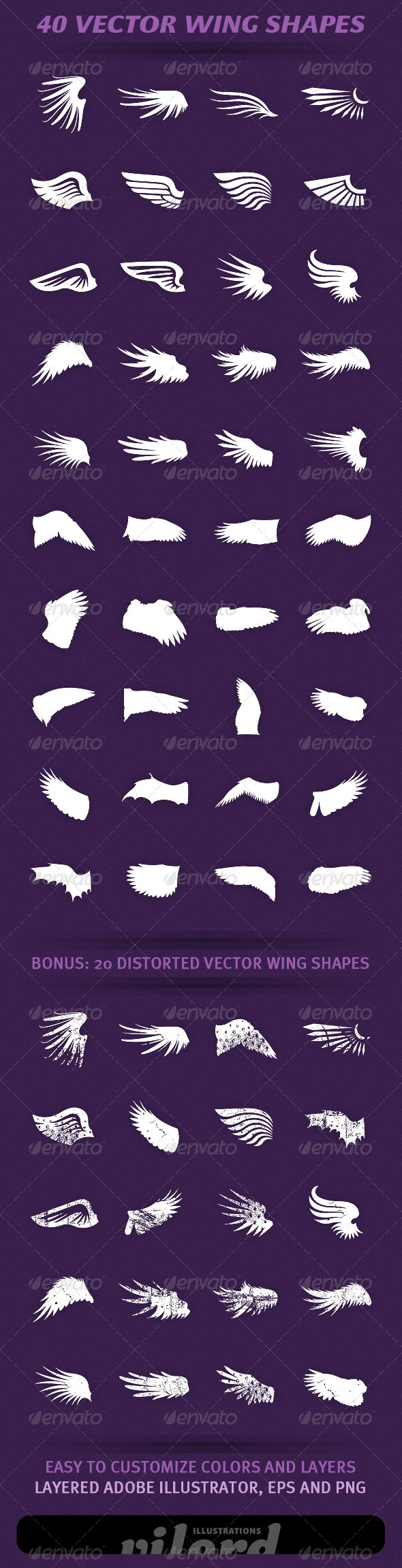 40 Wing Shapes Vol.2 - Decorative Symbols Decorative
