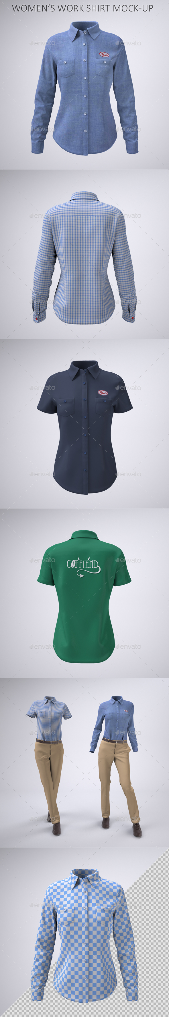 Women's Work Shirt Mock-Up, Graphics | GraphicRiver, image size:590x3540