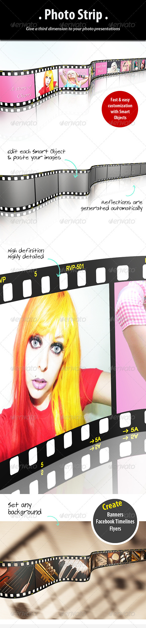 Photo Strip Template - Tech / Futuristic Photo Templates
