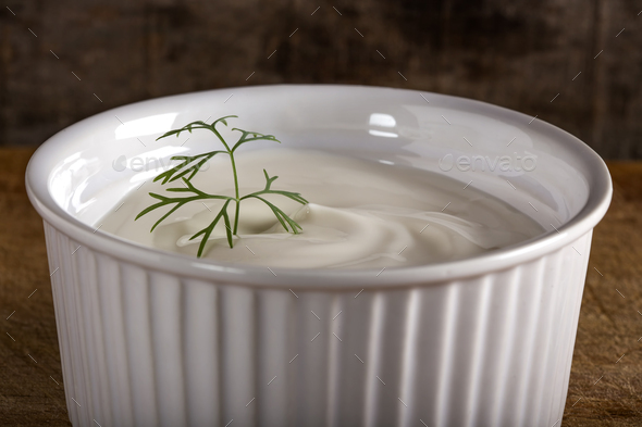 Sour cream sauce with dill - Stock Photo - Images