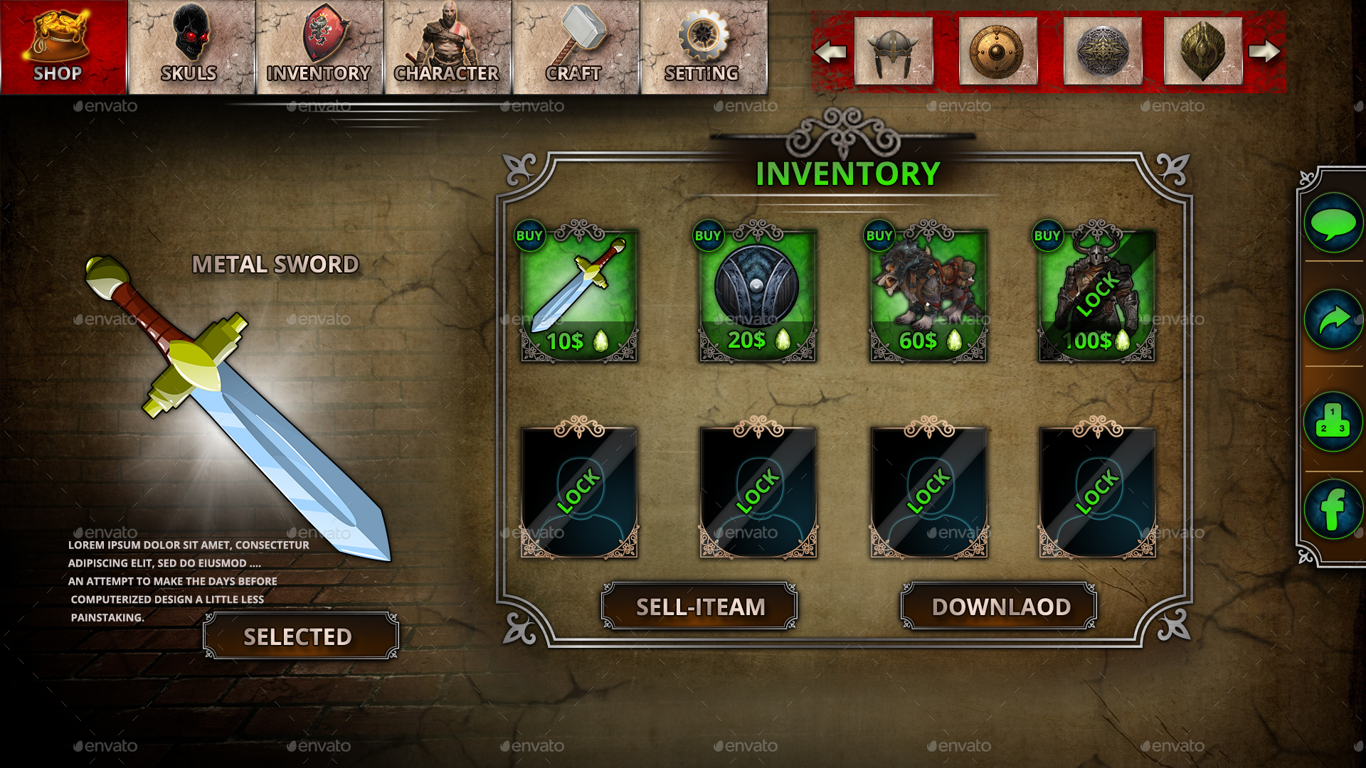 RPG-GAME UI TEMPLATE, Game Assets | GraphicRiver