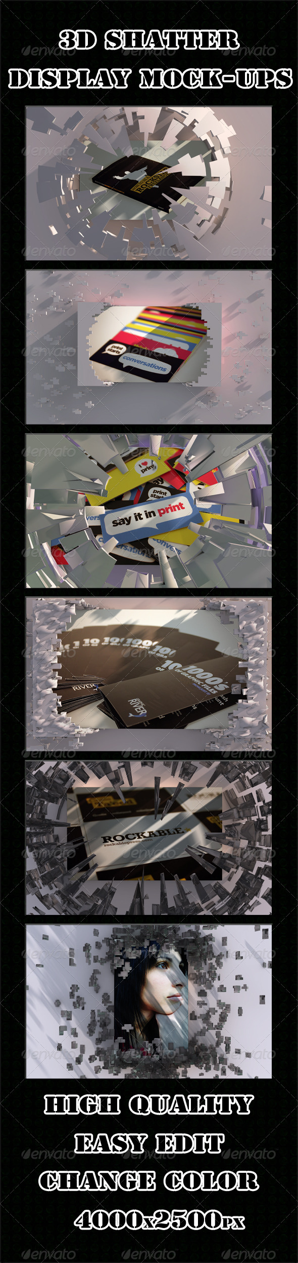 3D Shatter Display Mock-Ups