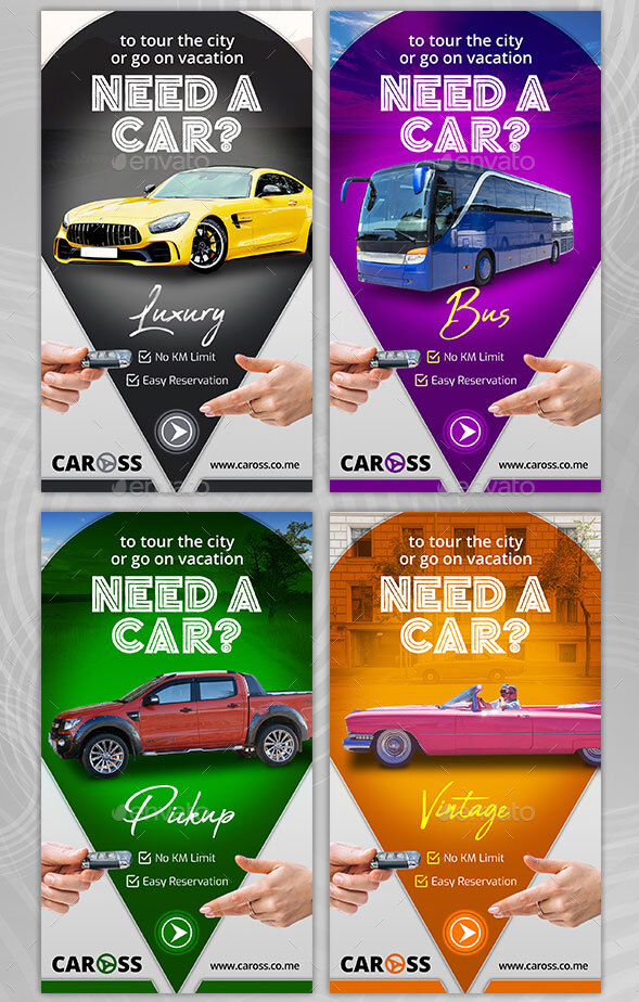 Car Rental Post & Stories, Web Elements | GraphicRiver