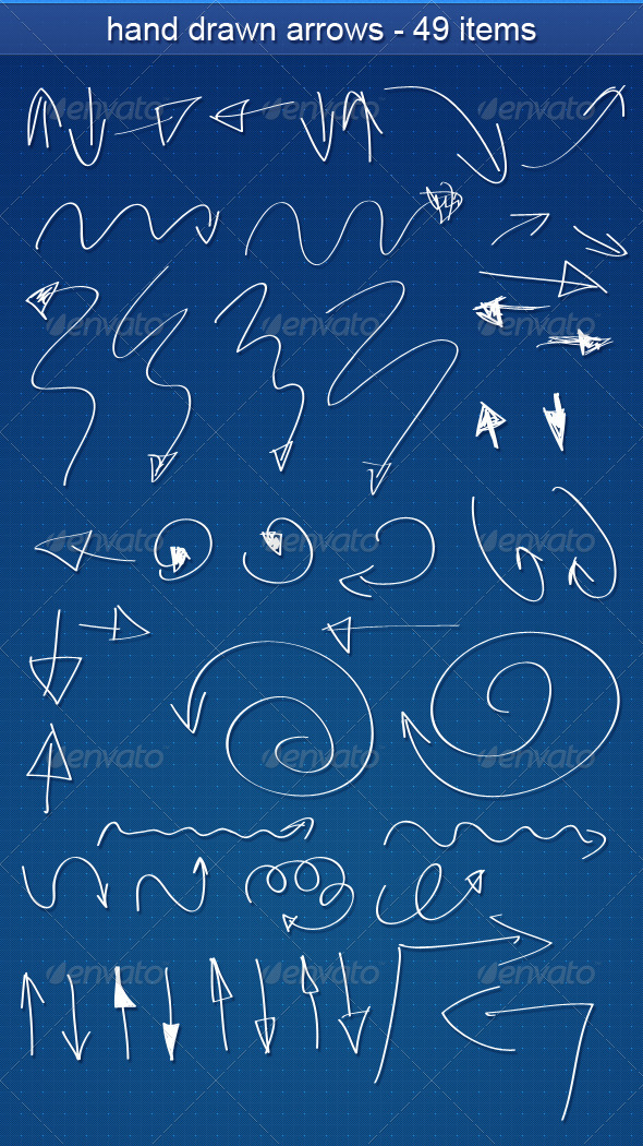 Set of 49 grunge Hand Drawn Arrows - Objects Illustrations