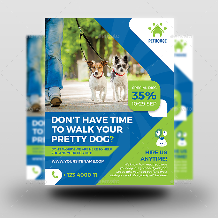 Dog Walker Services Flyer Template by OWPictures