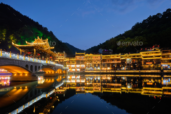 Feng Huang Ancient Town (Phoenix Ancient Town) , China - Stock Photo - Images