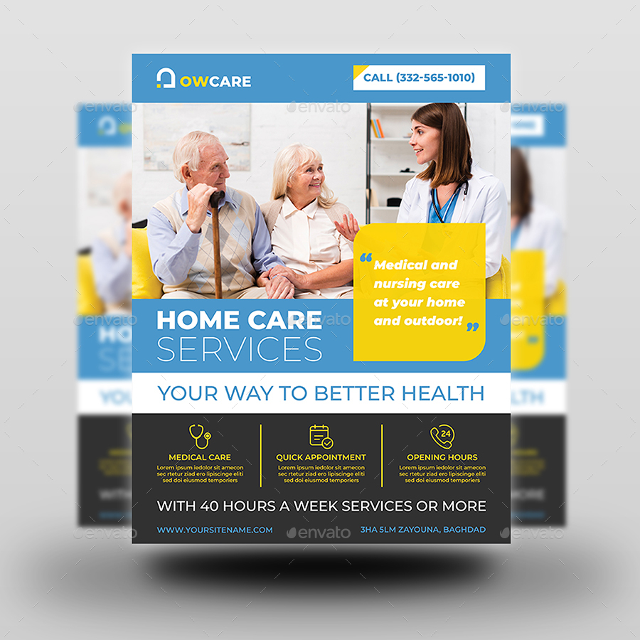 Home Care Services Flyer Template, Print Templates | GraphicRiver