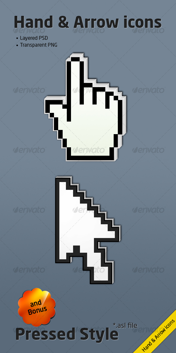 Hand & Arrow icons - Web Icons