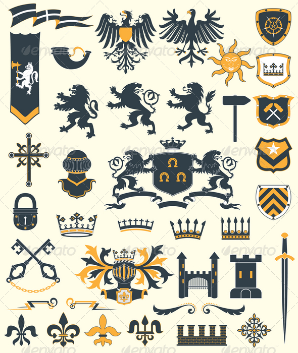 Heraldic Design Elements set#2 by Genestro | GraphicRiver