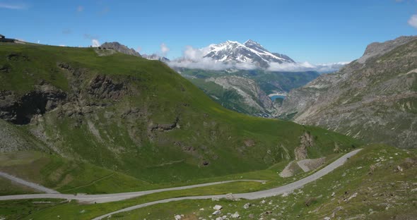 Climbing to the Iseran Pass, Savoie department, France, In the backgroung is the mount Pourri. alt