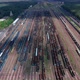 Rows Of Empty Trains In Train Depot - VideoHive Item for Sale