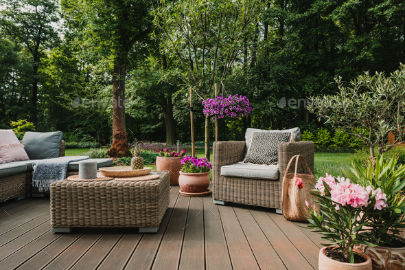 Elegant Garden Furniture On Terrace Of, Elegant Outdoor Furniture