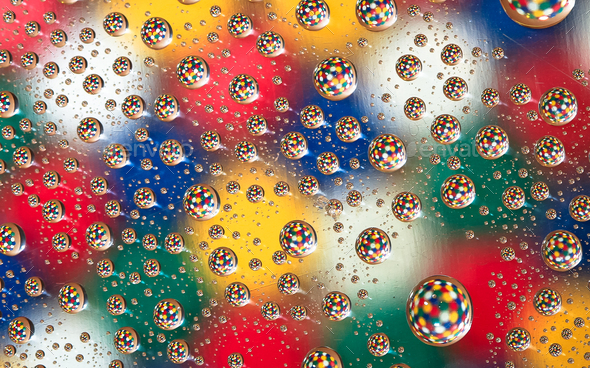 Colorful Pattern in Water Droplets - Stock Photo - Images