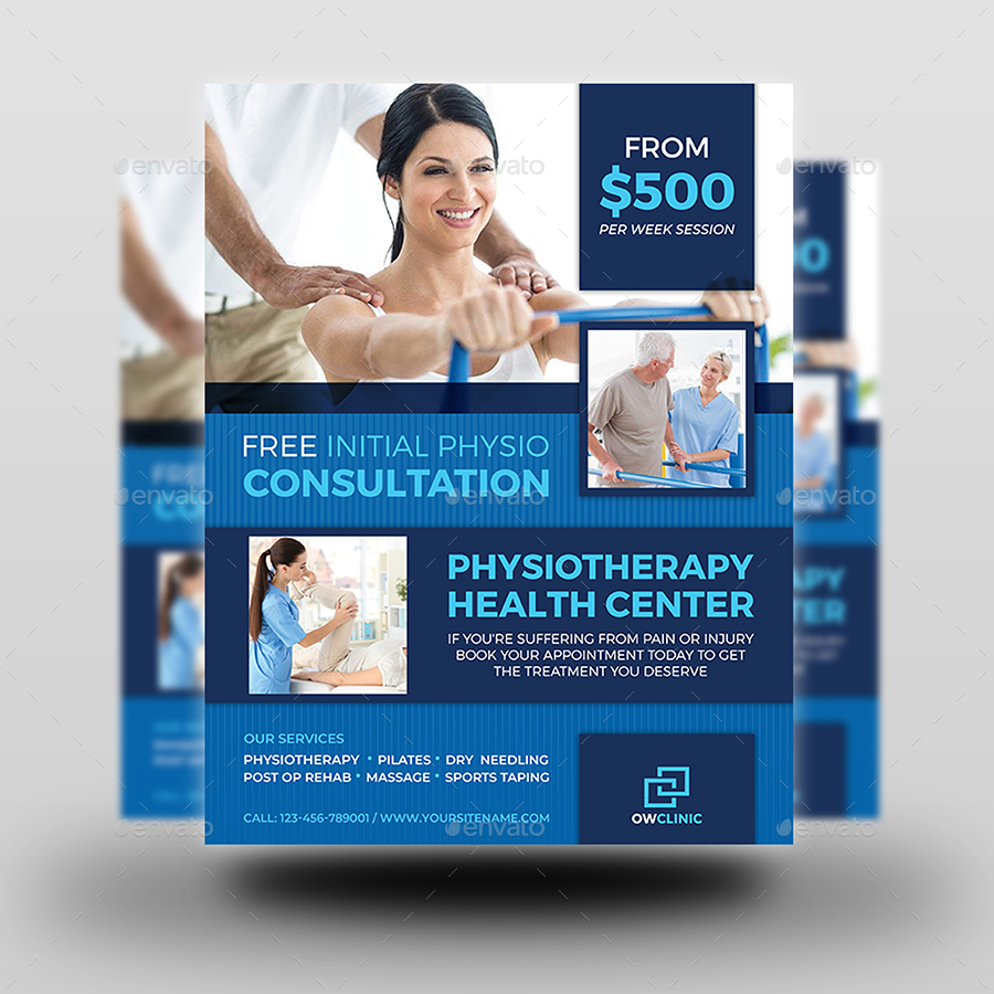 Physiotherapy Clinic Flyer Template, Print Templates | GraphicRiver