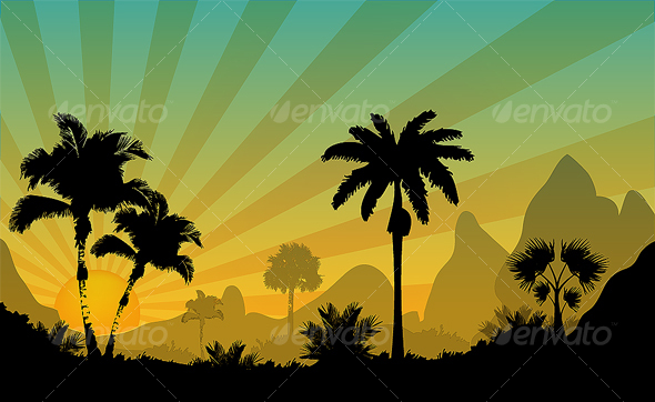 Palm trees of sunny desert - Miscellaneous Vectors