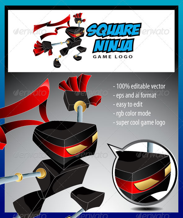 Square Ninja Game Logo - Humans Logo Templates