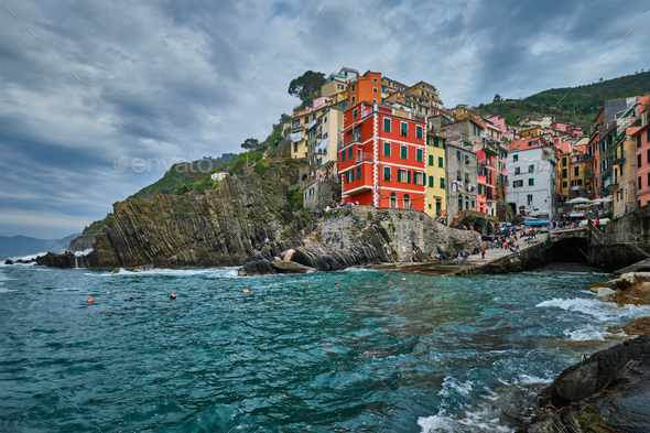 Riomaggiore village, Cinque Terre, Liguria, Italy - Stock Photo - Images