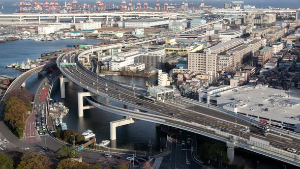 Yokohama City Sea Port Area Traffic Timelapse alt