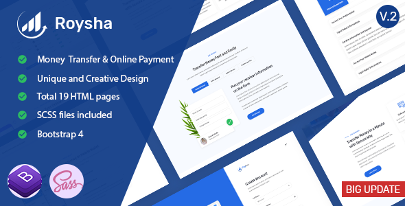 Roysha - Money Transfer and Online Payments HTML Template