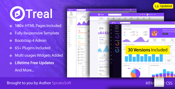 Treal - Admin Responsive Bootstrap HTML Dashboard Template
