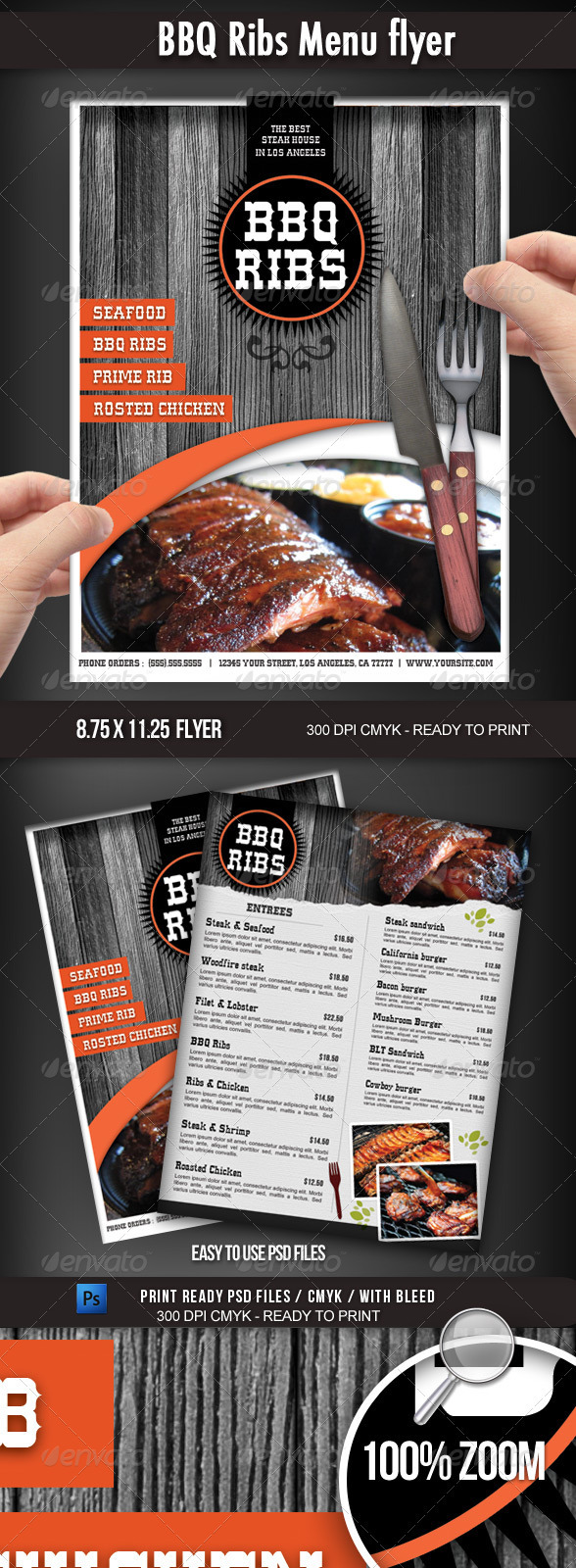BBQ Restaurant Menu flyer - Flyers Print Templates