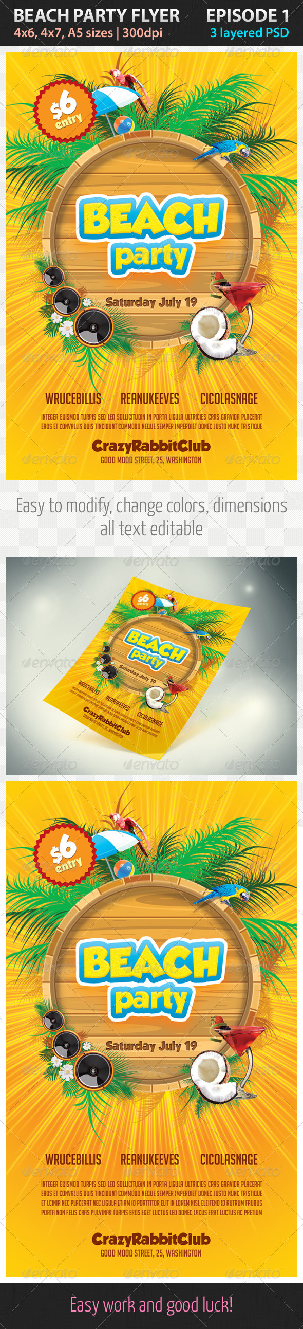 Beach Party Flyer Episode 1 - Clubs & Parties Events