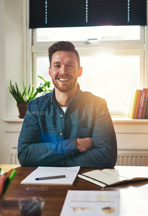 Smiling happy successful businessman - Stock Photo - Images