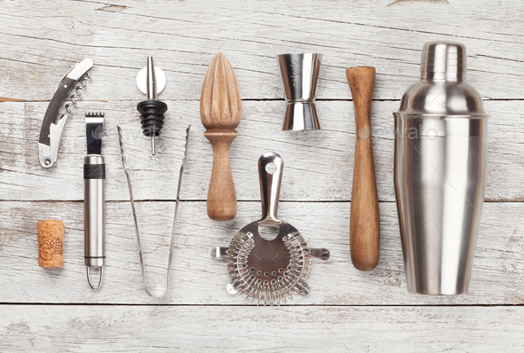 Cocktail utensils. Set of bar tools