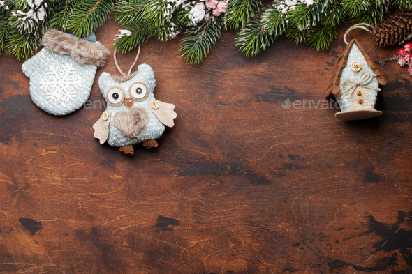 Christmas greeting card with decor - Stock Photo - Images