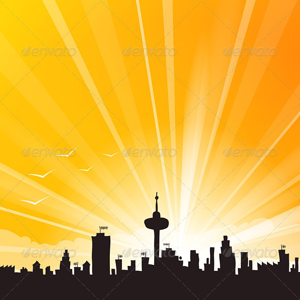 Yellow City Skyline - Landscapes Nature