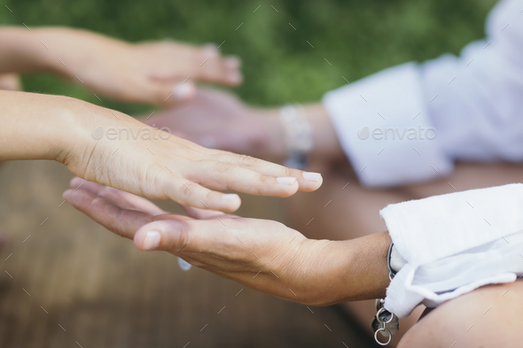 Healing Hands. Spiritual Healer Working with Client, Transferring Energy