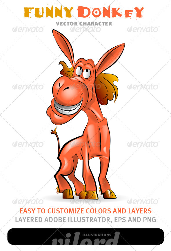 Funny Donkey Mascot - Characters Vectors