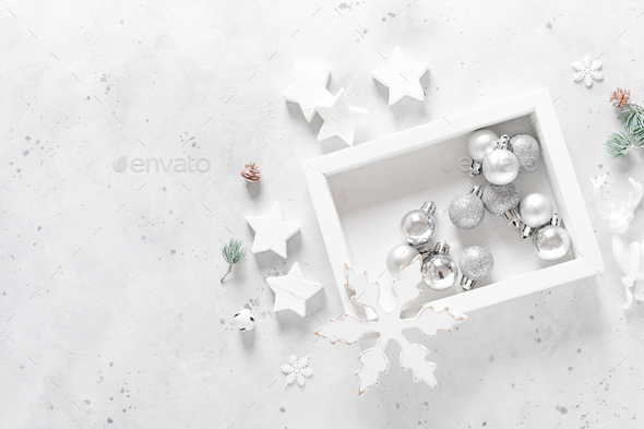 Christmas, New Year or Noel holiday festive decorations, ornaments - Stock Photo - Images
