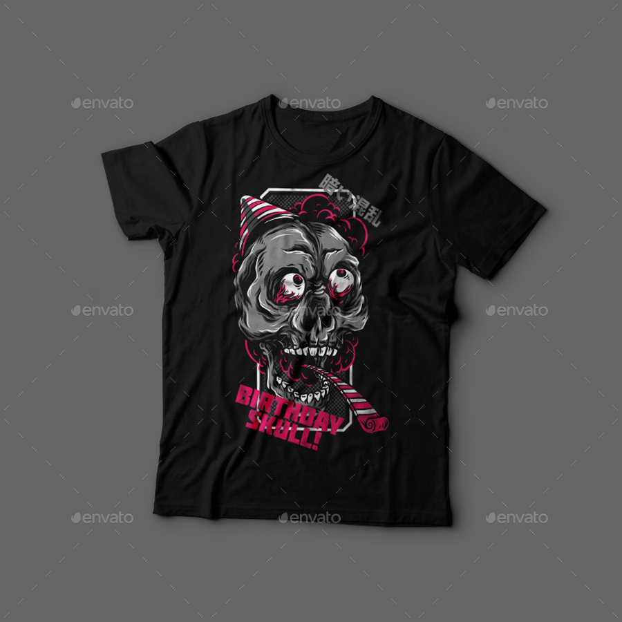 Birthday Skull T-Shirt Design, T-Shirts | GraphicRiver