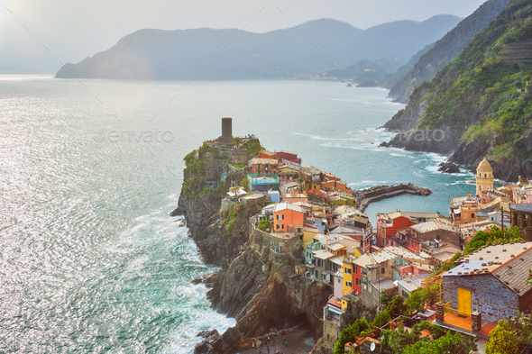 Vernazza village, Cinque Terre, Liguria, Italy - Stock Photo - Images