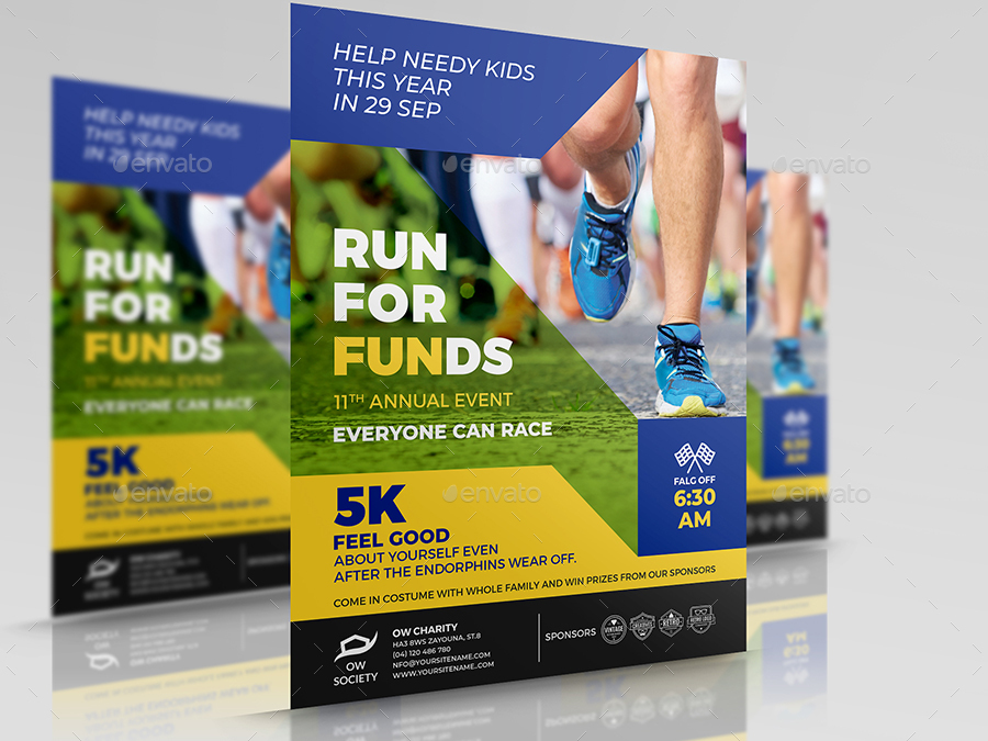 Charity Run Flyer Template, Print Templates | GraphicRiver