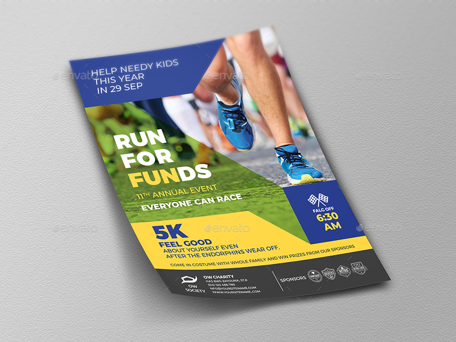 Charity Run Flyer Template, Print Templates | GraphicRiver