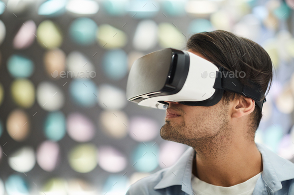 Young Man Wearing VR - Stock Photo - Images